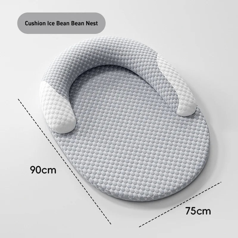 Summer Pet Neck Protection Pet Sleeping Pad Breathable Ice Silk Fabric Removable Washable Cool Relieving Heat Soft Comfortable