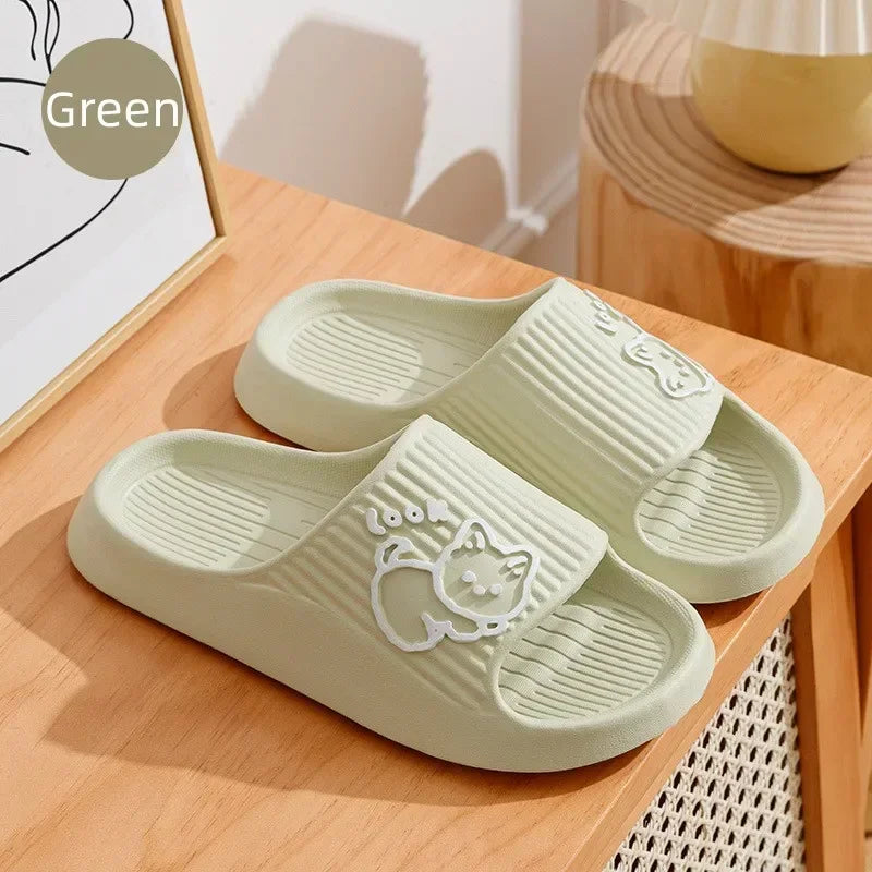 2025 Summer Women Slippers Bath Thick Platform Non-Slip Home Cat Cartoon Flip Flops Beach Sandals Ladies Slides Indoor Outdoor