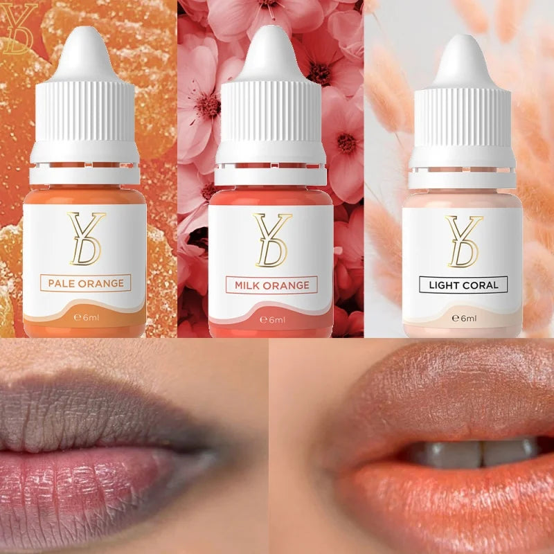 YDPMU 6ML 12ML Black Lip Correction Pigment Set Professional Semi Permanent Makeup Tattoo Ink for Dark Lip Neutralization 3pcs