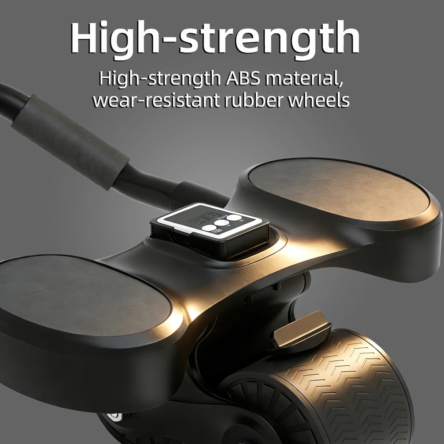 2-Wheels Ab Roller with LCD – Home Gym Equipment, Elbow Support, Non-Slip Handles, Tracks Time & Calories Burned.