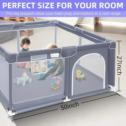 Baby Playpen, Extra Large Play Yard for Indoor & Outdoor Use, 360° Visibility Safe Play Area for Toddlers & Infants