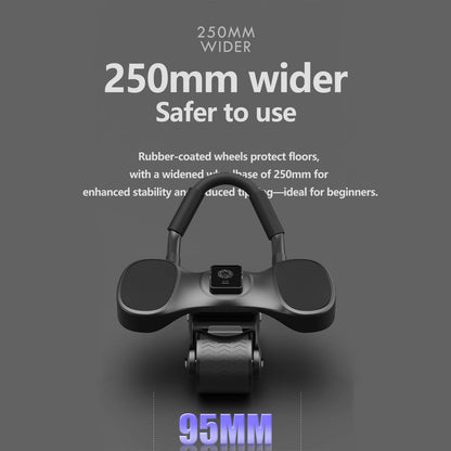 2-Wheels Ab Roller with LCD – Home Gym Equipment, Elbow Support, Non-Slip Handles, Tracks Time & Calories Burned.