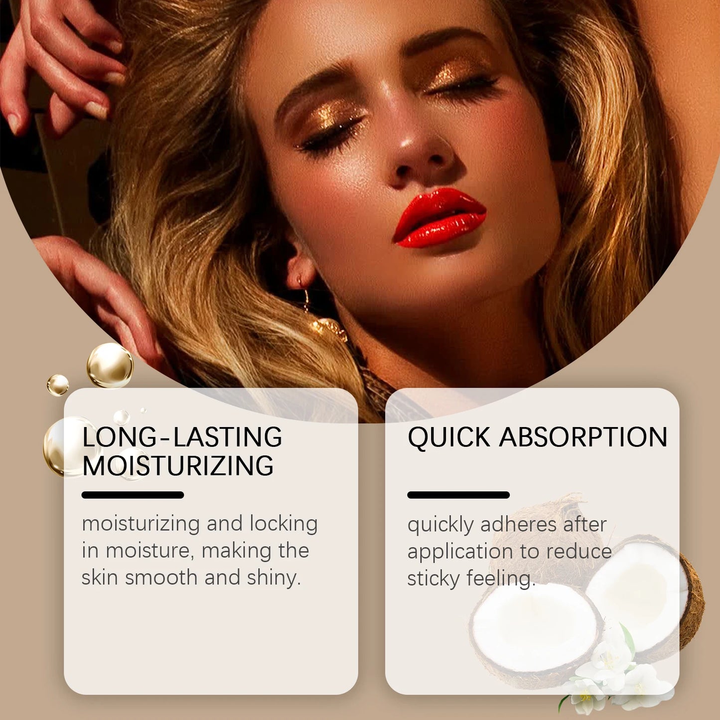 Oceaura Coconut Tanning Cream Moisturizing Summer Sunless Bronzer Wheat Skin Restore Luster Glowing Lasting Tanning Lotion