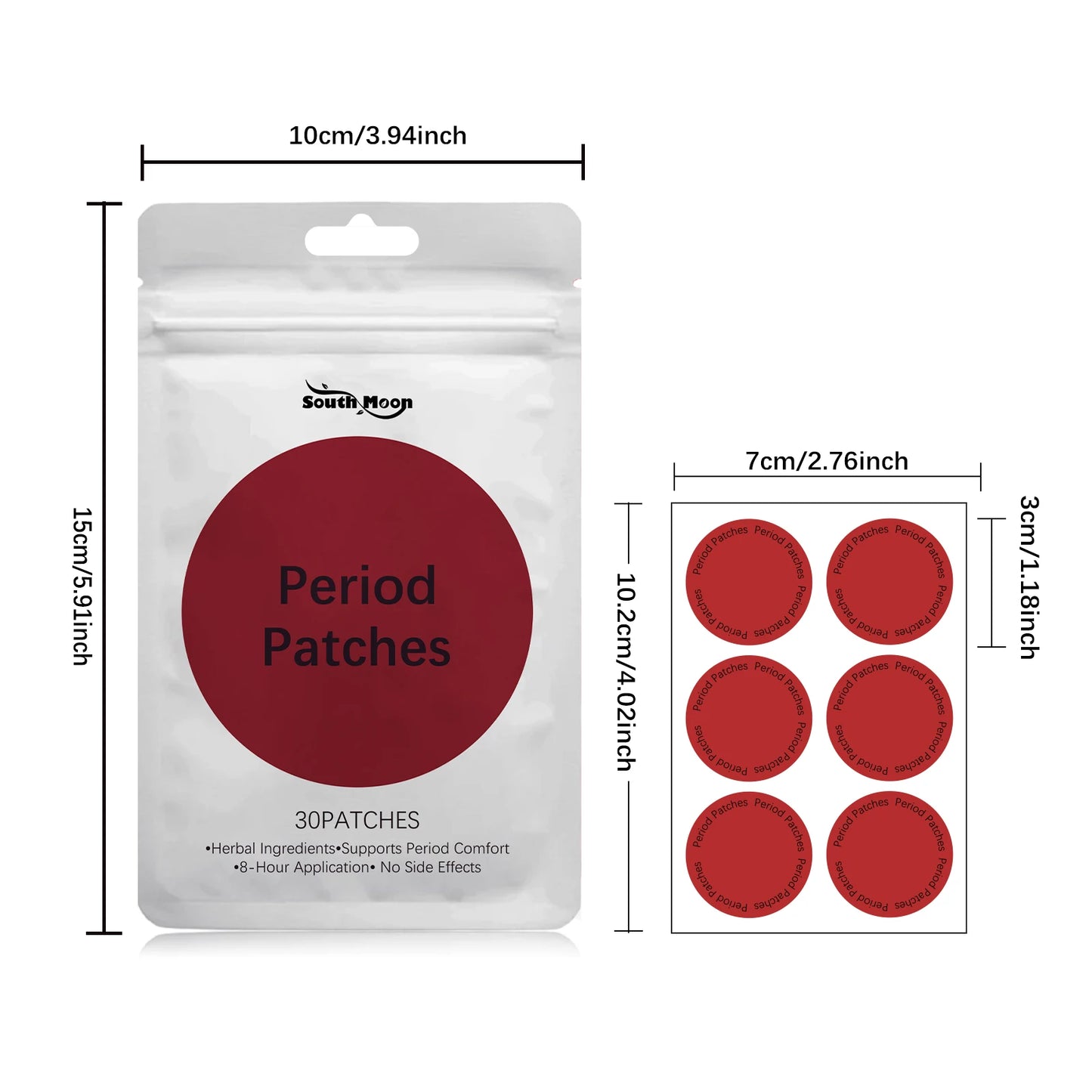 South Moon 30pcs Women's Menstrual Care Patch Gentle Moisturizing Menstrual Body Care Soothing Female Abdominal Skin Care Patch