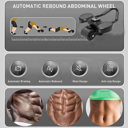 2-Wheels Ab Roller with LCD – Home Gym Equipment, Elbow Support, Non-Slip Handles, Tracks Time & Calories Burned.