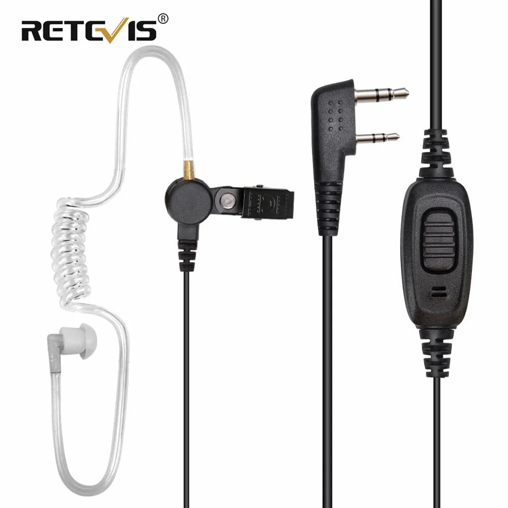 Retevis EEK009 Walkie Talkie Earphones 2Pin Acoustic Tube Radio Headset with PTT MIC for Baofeng UV 5R Retevis RT3S RT22 TYT