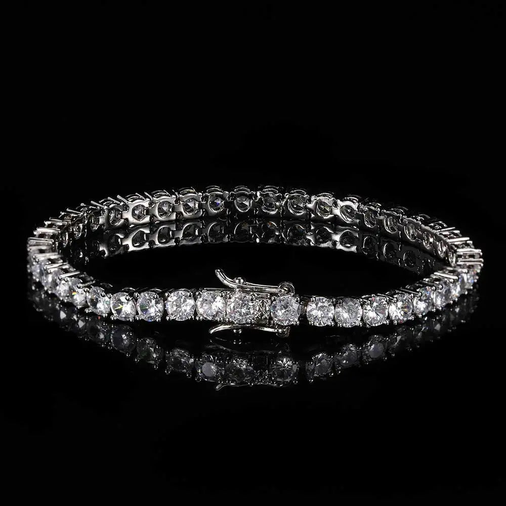 Drop Shipping Hip Hop Bling CZ Cubic Zirconia Iced Out Tennis Bracelet For Women 3/4/5/6mm Width 1Row Tennis Bracelet Men