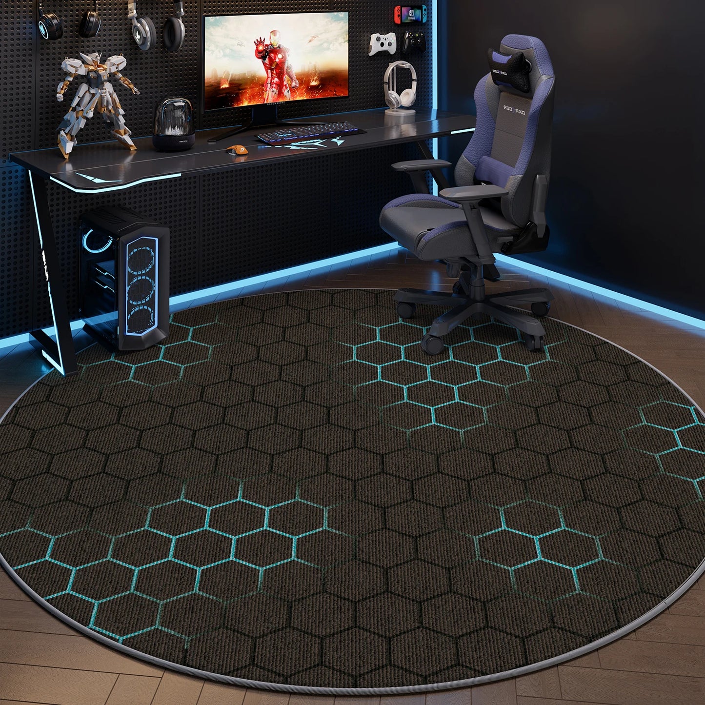 VIKAMA Computer Chair Floor Mat, Gaming Room Swivel Chair, Silent Pad, Office Chair, Washable Carpet, Home Decoration