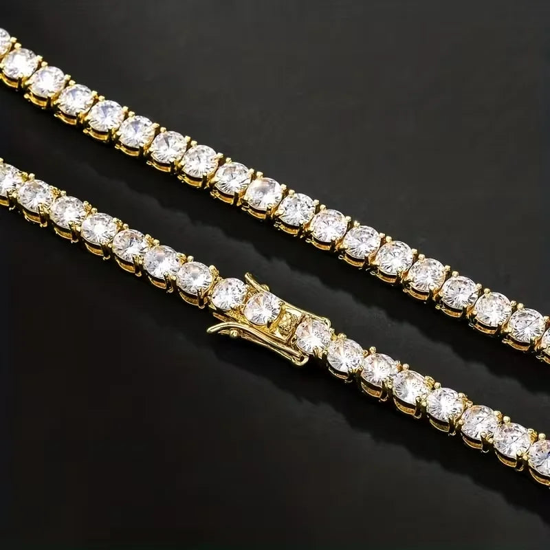 S925 silver gold tennis necklace, unisex, suitable for daily wear, party occasions, gatherings, suitable for Valentine's Day gif
