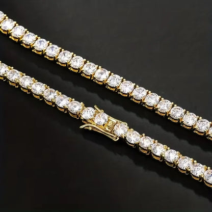 S925 silver gold tennis necklace, unisex, suitable for daily wear, party occasions, gatherings, suitable for Valentine's Day gif