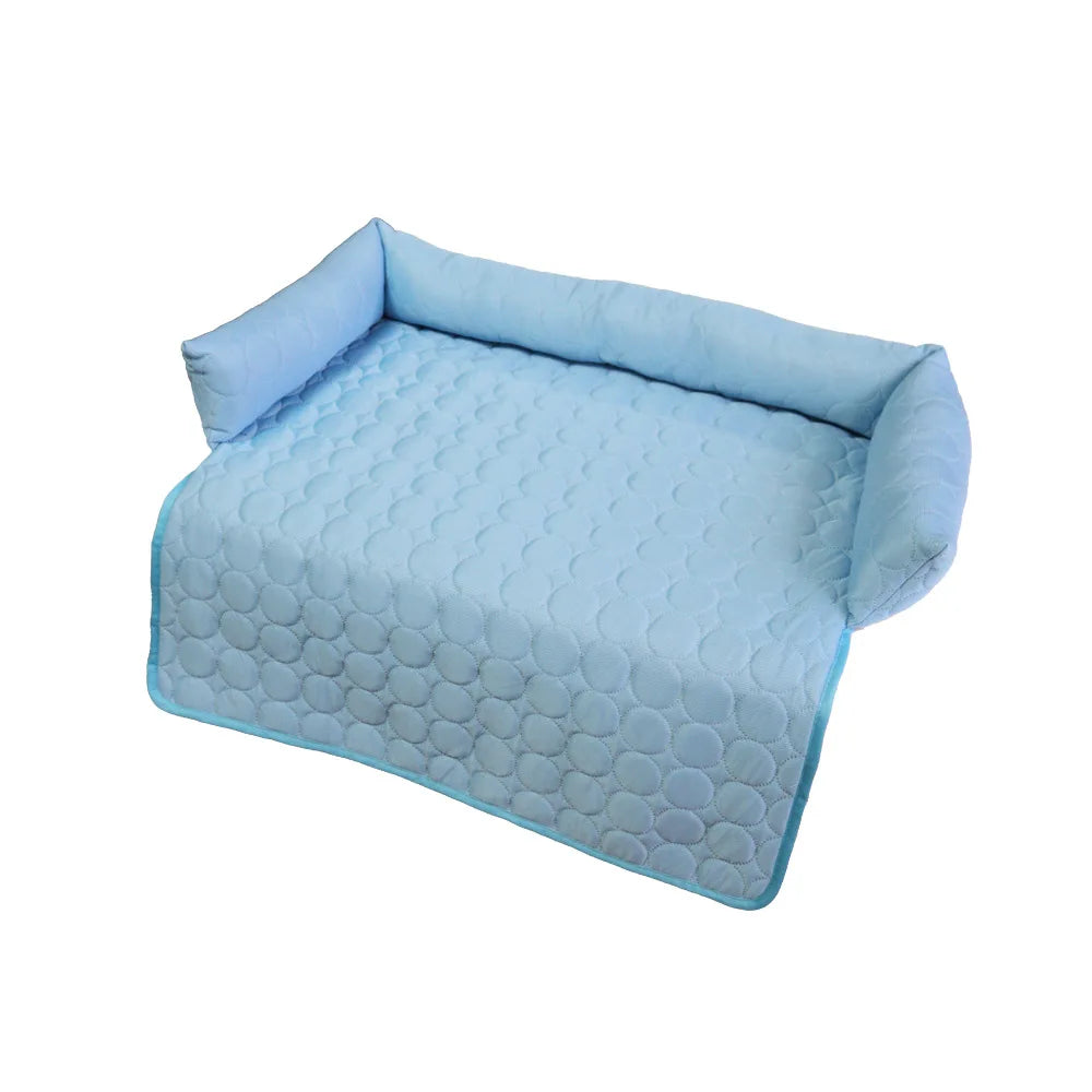 Summer solid color ice silk mat pet pad cold pad cat and dog cooling breathable belt pillow ice pad
