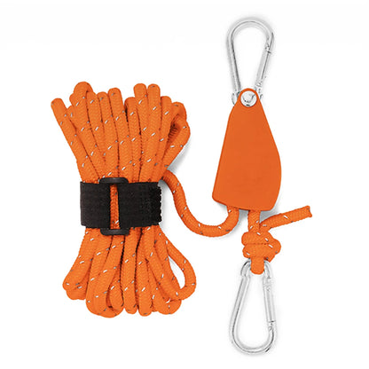 4mm 4m Rope Fastener Reflective Nylon Tent Wind Rope Tensioner with Carabiner Tent Wind Rope Fixed Buckle Adjustable for Camping