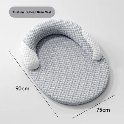 Summer Pet Neck Protection Pet Sleeping Pad Breathable Ice Silk Fabric Removable Washable Cool Relieving Heat Soft Comfortable