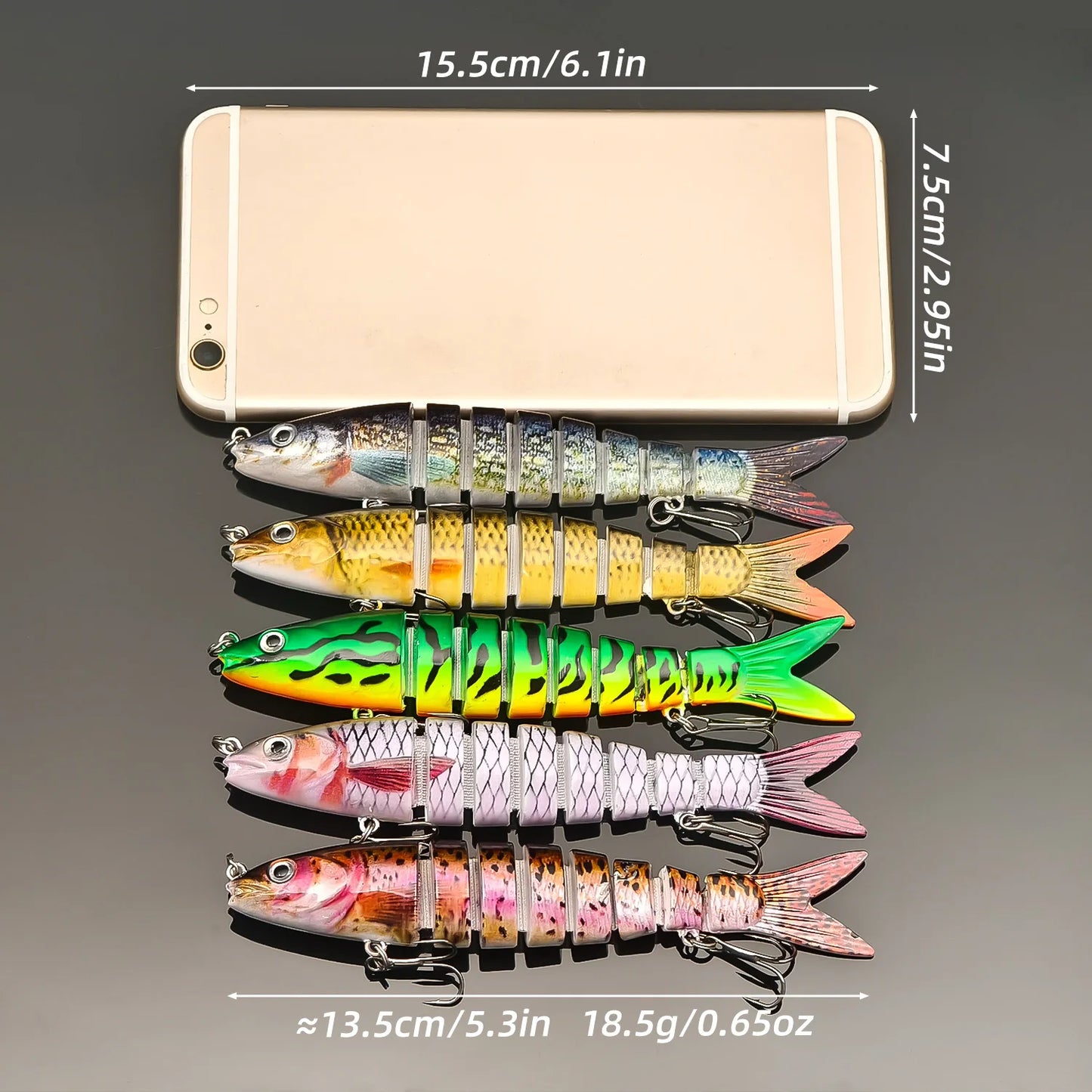 ANFS 5pcs Jointed Bait Fishing Lures Sinking Swimbait - Realistic Design Artificial Baits - Catch More Fish