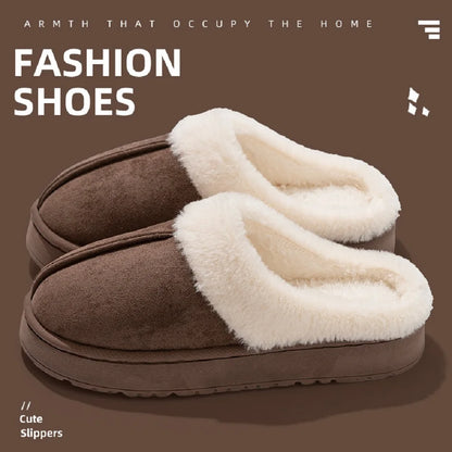 Women Fluffy Slippers for Autumn Winter Indoor EVA Thick Sole Anti-Slip Warm Unisex House Shoes