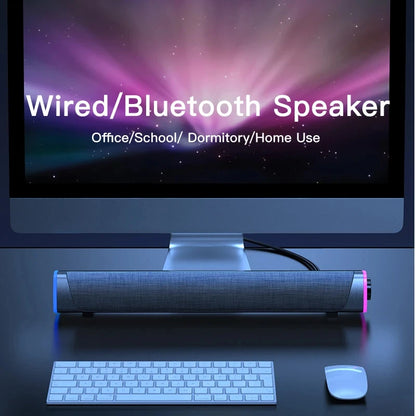 4D Computer Wired Loudspeaker Bluetooth Bar Stereo Sound Subwoofer Surround Soundbar Speaker For Macbook Laptop Notebook PC game