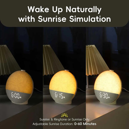Wake Up Light Sunrise Alarm Clock White Noise Sound Machine Bluetooth Speaker Color Changing Night Lights for Bedroom Ideal Gift