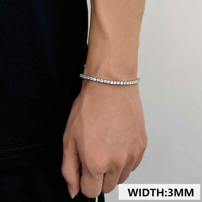 Drop Shipping Hip Hop Bling CZ Cubic Zirconia Iced Out Tennis Bracelet For Women 3/4/5/6mm Width 1Row Tennis Bracelet Men