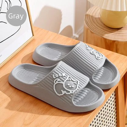2025 Summer Women Slippers Bath Thick Platform Non-Slip Home Cat Cartoon Flip Flops Beach Sandals Ladies Slides Indoor Outdoor