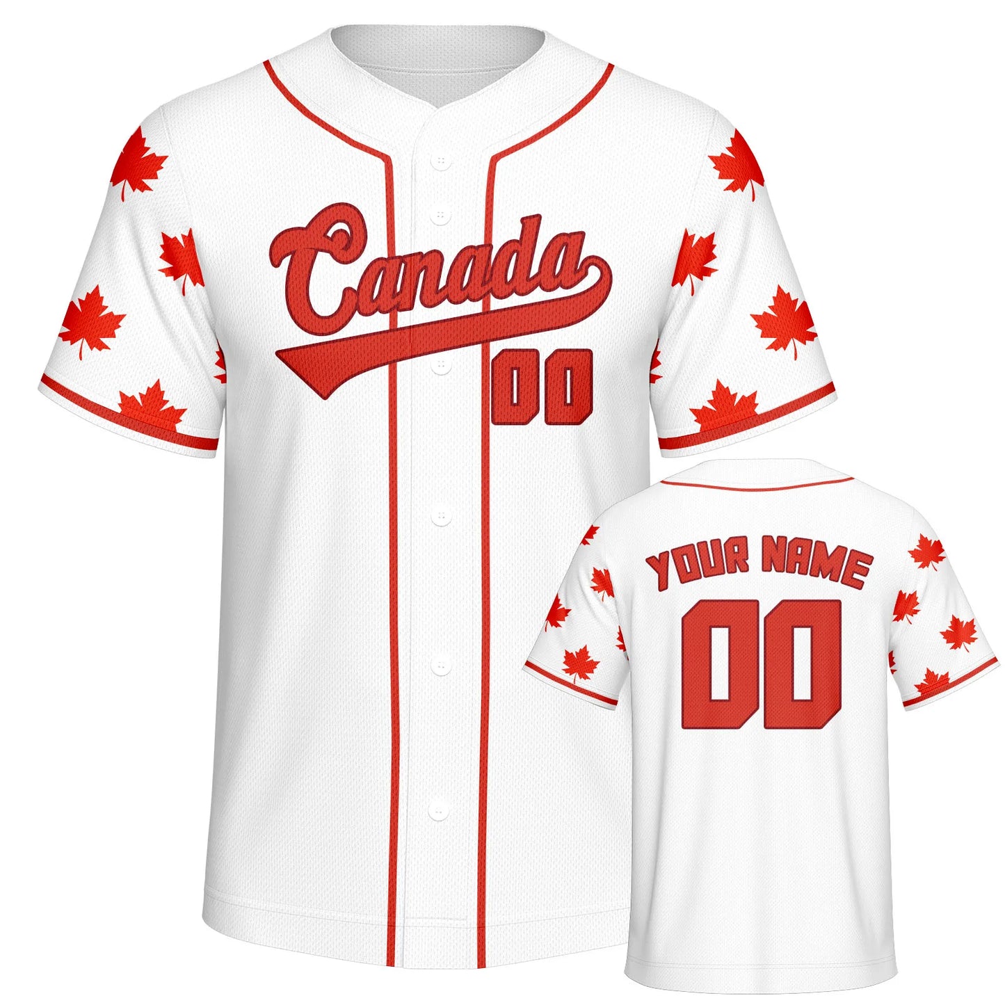 Personalized Canada Baseball Jersey Custom Name Number Flag Inspired Button Down Baseball Shirt Sportwear for Men