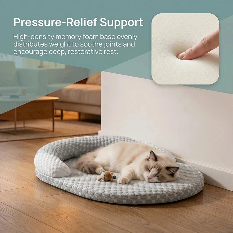 Summer Pet Neck Protection Pet Sleeping Pad Breathable Ice Silk Fabric Removable Washable Cool Relieving Heat Soft Comfortable