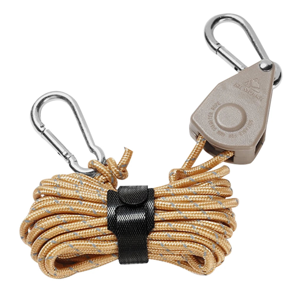 4mm 4m Rope Fastener Reflective Nylon Tent Wind Rope Tensioner with Carabiner Tent Wind Rope Fixed Buckle Adjustable for Camping