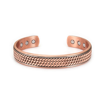 Vinterly Pure Copper Bracelets Magnetic Adjustable Braided Cuff 12mm Bangles Soft Metal Resizable Health Jewelry Men Women