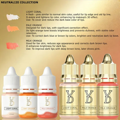 YDPMU 6ML 12ML Black Lip Correction Pigment Set Professional Semi Permanent Makeup Tattoo Ink for Dark Lip Neutralization 3pcs