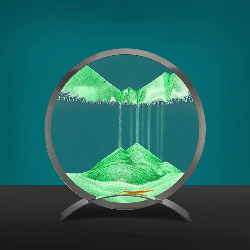 Moving Sand Art Picture Round Glass Quicksand Hourglass 3D Deep Sea Sandscape In Motion Flowing Sand Painting Home Decor Gifts