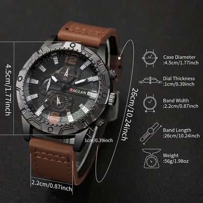 1/5PCS Men Fashion Sports Leather Strap Wristwatch Business Arabic Numeral Dial Quartz Watches Reloj Mujer（Without Box）