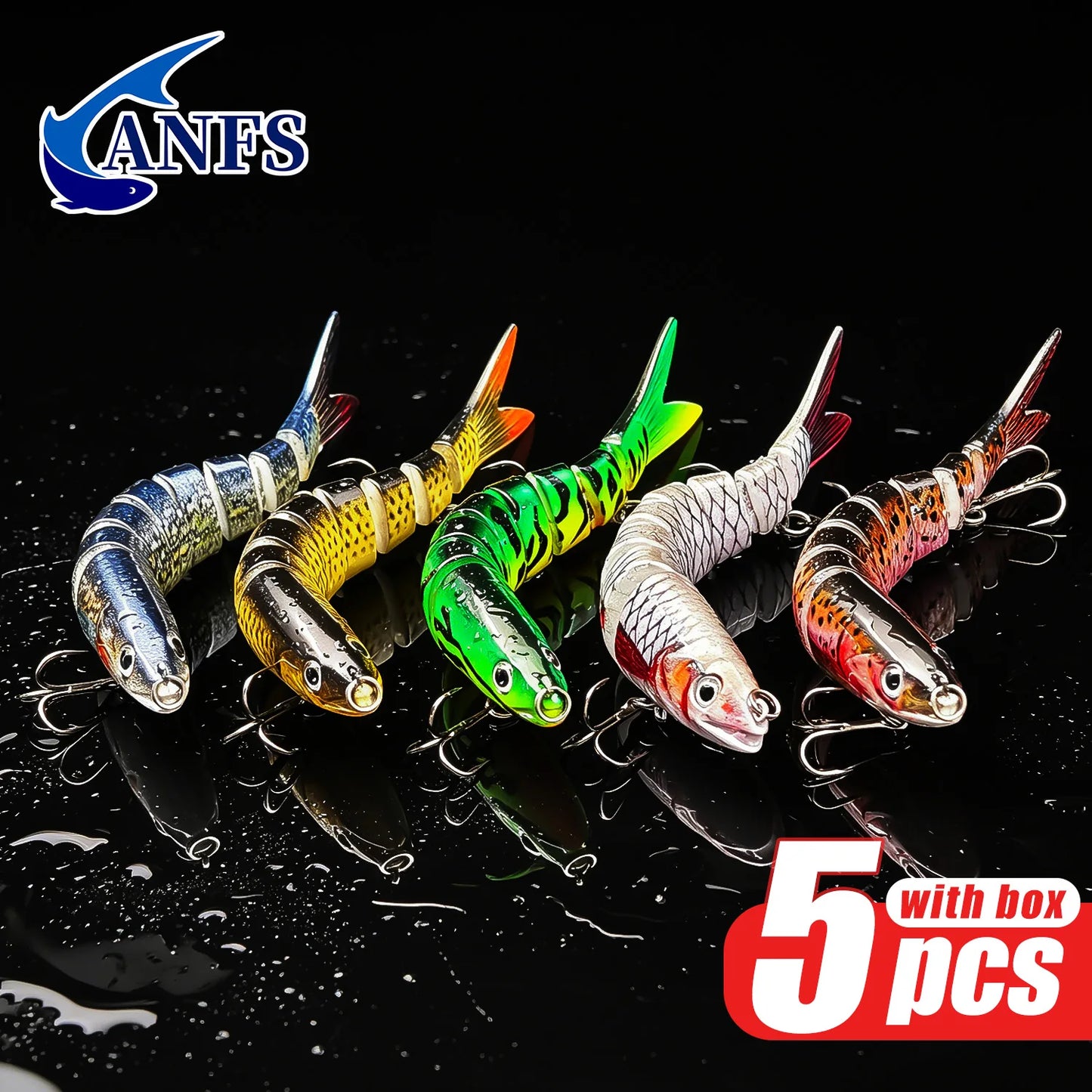 ANFS 5pcs Jointed Bait Fishing Lures Sinking Swimbait - Realistic Design Artificial Baits - Catch More Fish