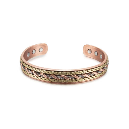 Vinterly Pure Copper Bracelets Magnetic Adjustable Braided Cuff 12mm Bangles Soft Metal Resizable Health Jewelry Men Women