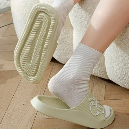 2025 Summer Women Slippers Bath Thick Platform Non-Slip Home Cat Cartoon Flip Flops Beach Sandals Ladies Slides Indoor Outdoor