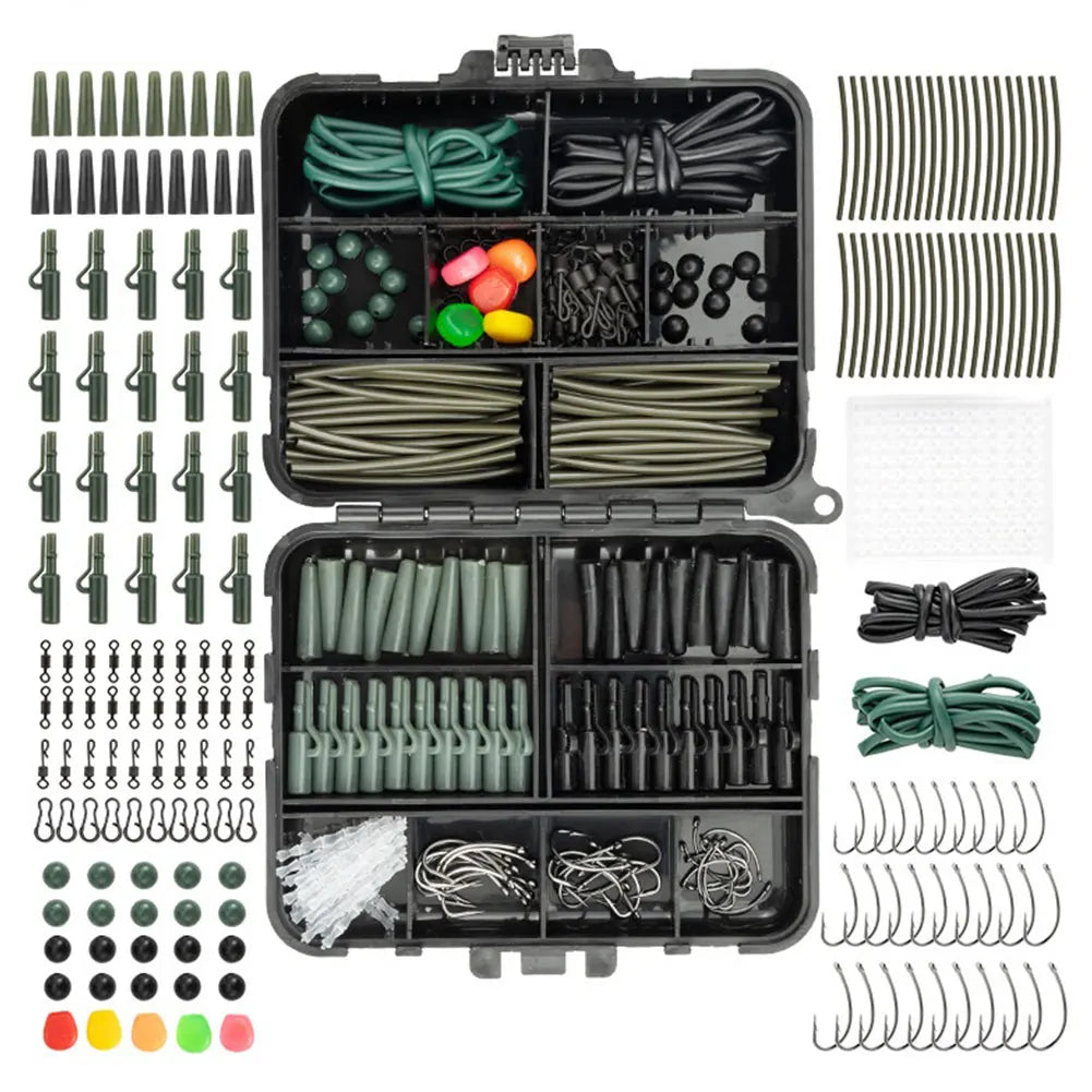 277Pcs Carp Fishing Accessories with Storage Box Carp Fishing Rigs Assortment Rust Proof Swivels Terminal Rigs for Bass Trout