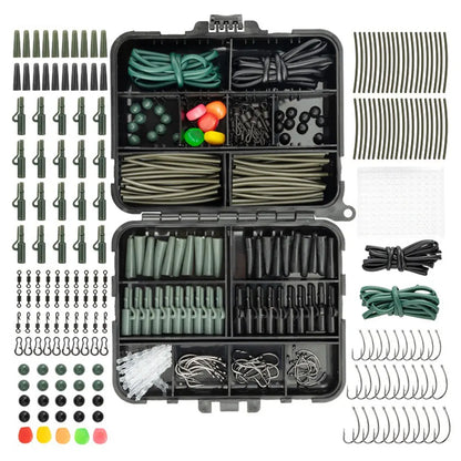 277Pcs Carp Fishing Accessories with Storage Box Carp Fishing Rigs Assortment Rust Proof Swivels Terminal Rigs for Bass Trout