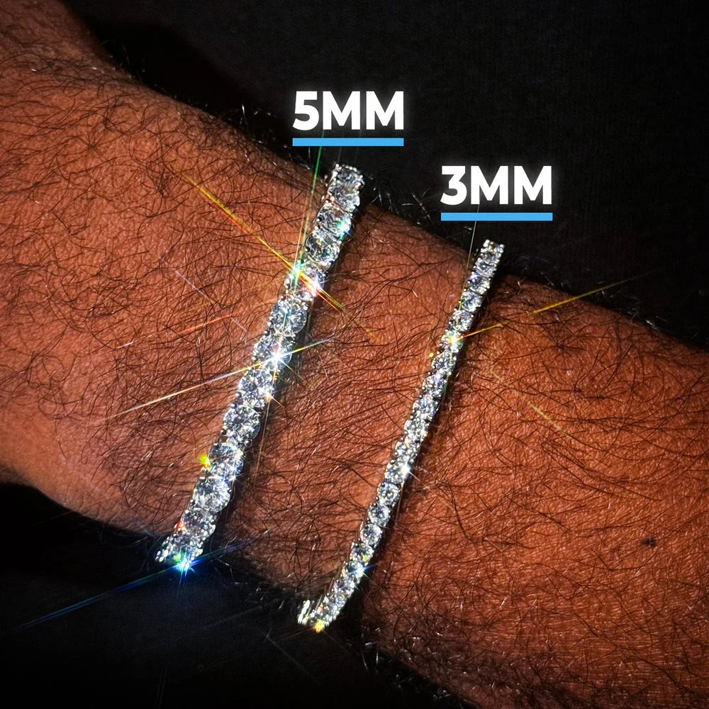 Drop Shipping Hip Hop Bling CZ Cubic Zirconia Iced Out Tennis Bracelet For Women 3/4/5/6mm Width 1Row Tennis Bracelet Men