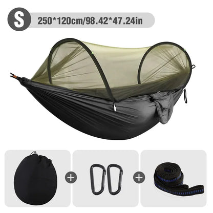 WESTTUNE 3 in 1 Camping Hammock with Mosquito Mesh Automatic Quick Opening Nylon Hammock Anti-Mosquito Hammock for Outdoor