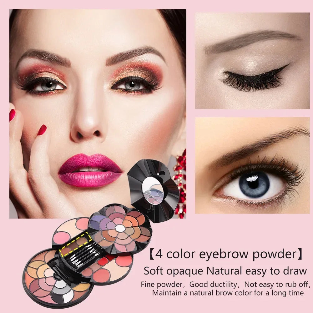 43 Eyeshadows 4 Eyebrow Powders Blush Lipstick 2 Face Powders All-in-One Cosmetic Palette Complete Makeup Kit for Women