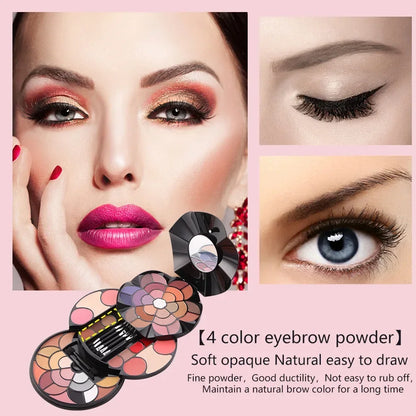 43 Eyeshadows 4 Eyebrow Powders Blush Lipstick 2 Face Powders All-in-One Cosmetic Palette Complete Makeup Kit for Women