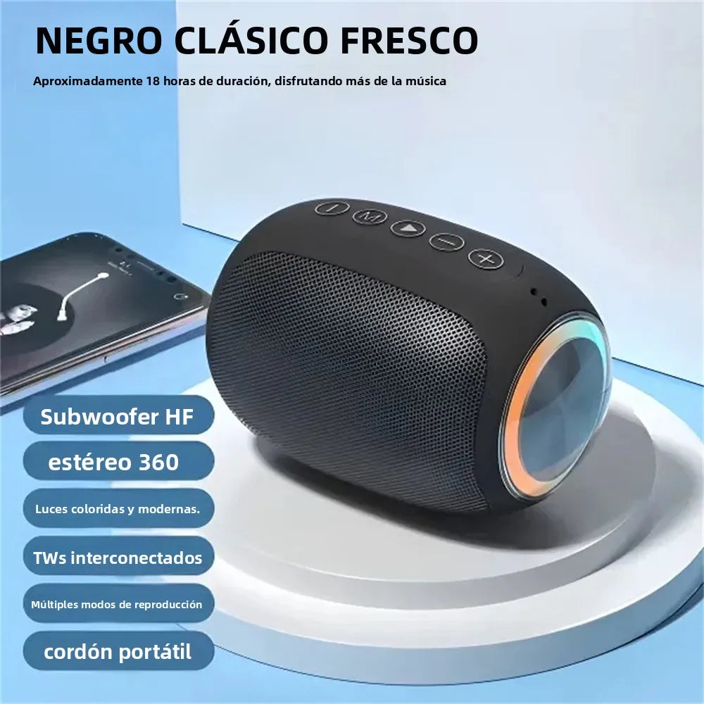 Small Stereo HIFI Bluetooth Speaker with RGB Colorful LED Light Home Desktop Subwoofer TWS Outdoor Portable Party Box Speakers