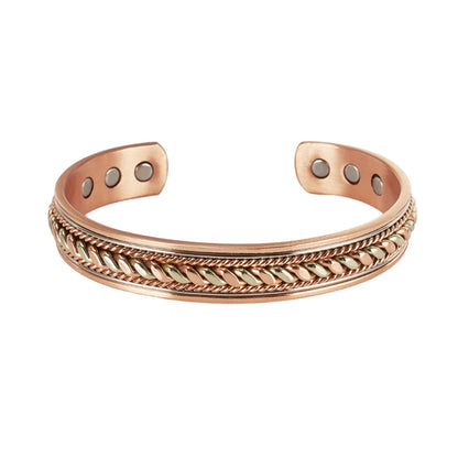 Vinterly Pure Copper Bracelets Magnetic Adjustable Braided Cuff 12mm Bangles Soft Metal Resizable Health Jewelry Men Women