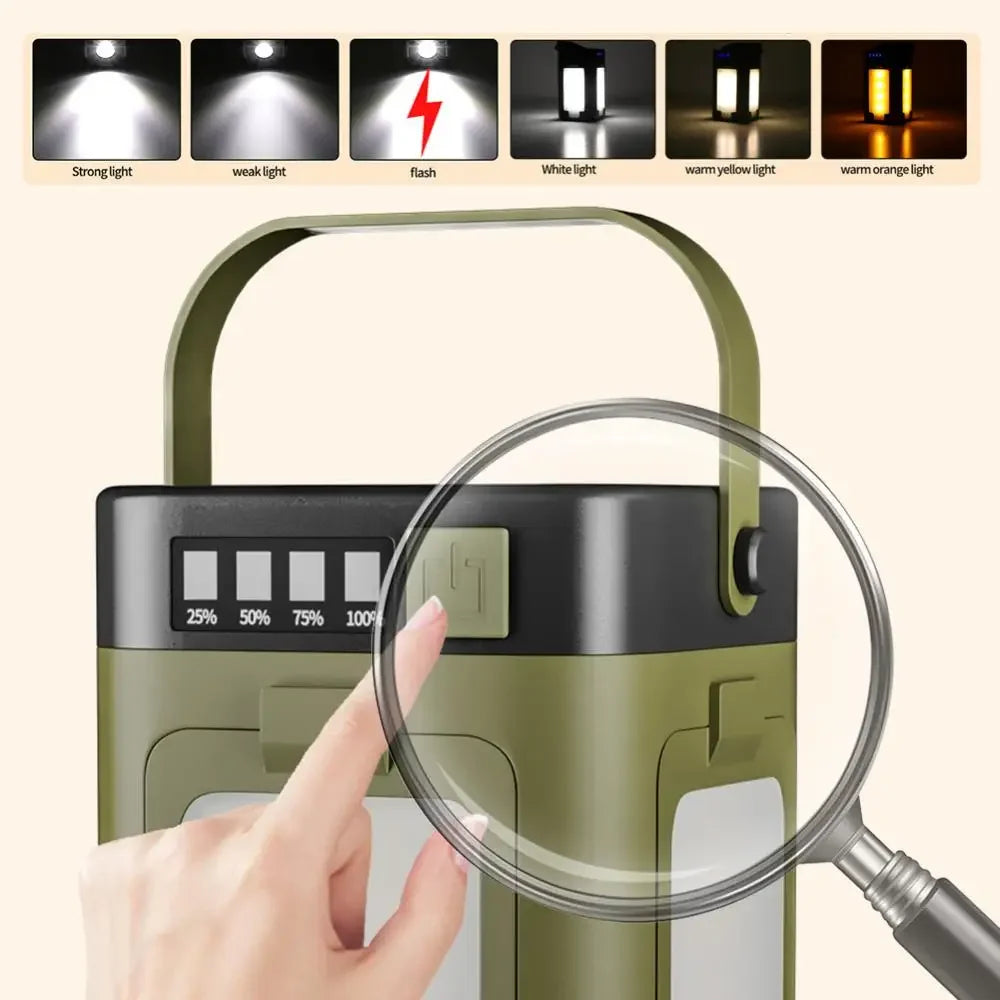 Solar Camping Lantern Foldable Camping Light Waterproof Rechargeable Lantern Portable Flashlight LED Tent Light Emergencise Gear