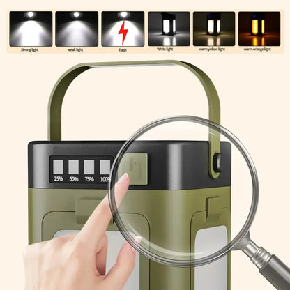Solar Camping Lantern Foldable Camping Light Waterproof Rechargeable Lantern Portable Flashlight LED Tent Light Emergencise Gear