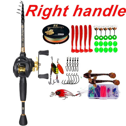 Sougayilang 1.8-2.4m Telescopic Casting Fishing Combo Portable Ultralight Rod and 7.2:1 Gear Ratio Fishing Reel Fishing Combo