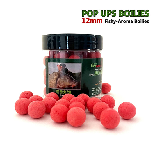 80pcs 12mm Fishy Flavor Pop-Up Carp Bait Balls | Made with Plant & Animal Proteins | Perfect for Large Carp & Catfish Fishing