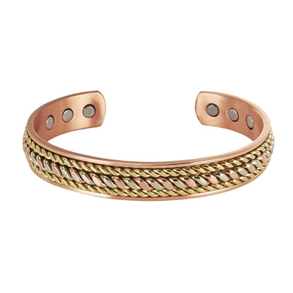 Vinterly Pure Copper Bracelets Magnetic Adjustable Braided Cuff 12mm Bangles Soft Metal Resizable Health Jewelry Men Women