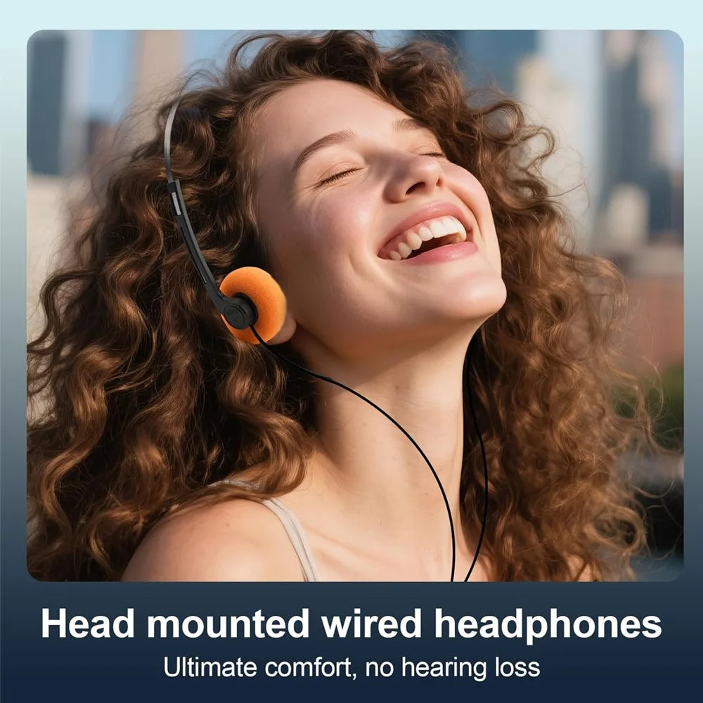 Retro Over-ear Headphones Portable Wired Stereo Adjustable Headband Headphones for Most Mobile Playback Devices Sports Earphones