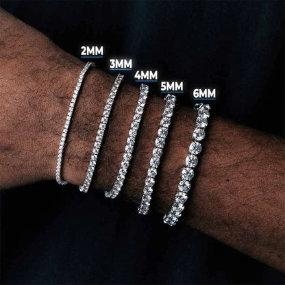 Drop Shipping Hip Hop Bling CZ Cubic Zirconia Iced Out Tennis Bracelet For Women 3/4/5/6mm Width 1Row Tennis Bracelet Men