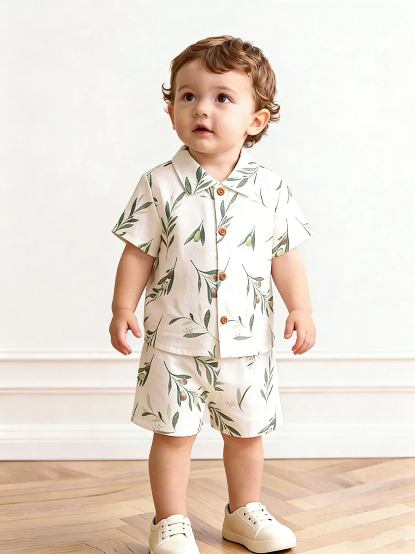 Summer Organic Cotton Baby Boy Suits Cute Printed Boy Short Sleeve Tshirt + Shorts Kids Clothes