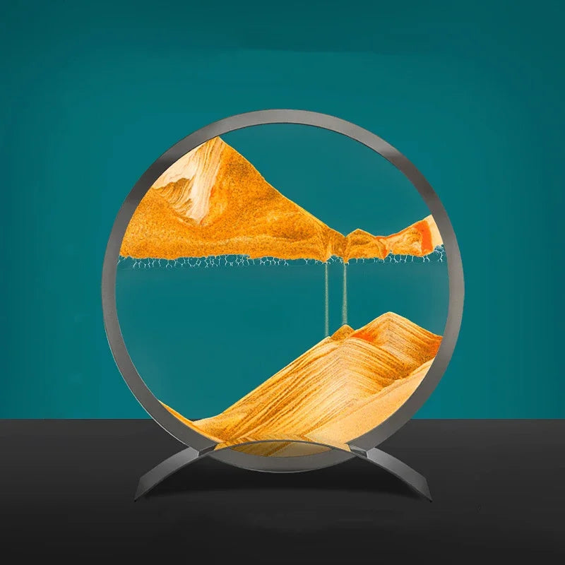 Moving Sand Art Picture Round Glass Quicksand Hourglass 3D Deep Sea Sandscape In Motion Flowing Sand Painting Home Decor Gifts